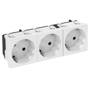 BETTERMANN STD-D3S RW3 Schutzkontakt-Steckdose 3fach 33°, reinweiß, matt, IP20 – Bild 1