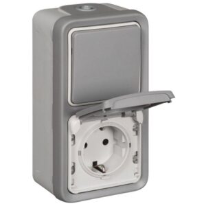 LEGRAND 069746 Steckdosenkombination AP, Plexo Wechs gr IP44, grau – Bild 1