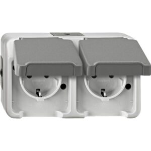 MERTEN MEG2321-8029 Steckdose 2f lichtgrau matt Aufputz IP44 – Bild 1
