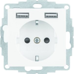 BERKER 48031909 Steckdose SCHUKO/USB A-A, polarweiß matt, UP IP20 – Bild 1