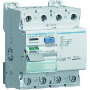 HAGER FI-Schutzschalter CDB640E 4p 40A 0,03A 10kA B – Bild 1