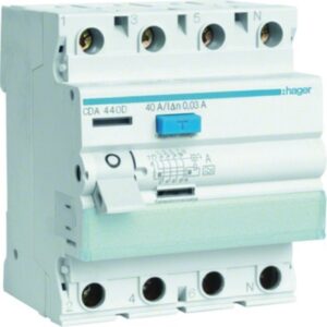 HAGER FI-Schutzschalter CDA440D 4p 400V 40A 0,03A 4TE REG, Fehlerstromschutzschalter 6kA 30mA Typ A – Bild 1