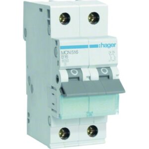 HAGER Leitungsschutzschalter MCN516 C-Charakteristik 16A 1P+N 415V 2TE 50Hz – Bild 1