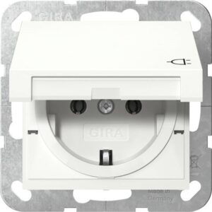 GIRA 445403 SCHUKO-Steckdose 16A 250V~ mit Klappdeckel, reinweiß glänzend – Bild 1
