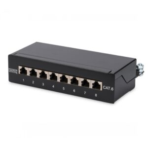 ASSMANN DN-91608SD Patchpanel Cat6 geschirmt 8-Port RJ45 LSA Schwarz – Bild 1